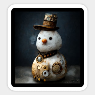 Steampunk Snowman Frosty Scene Sticker